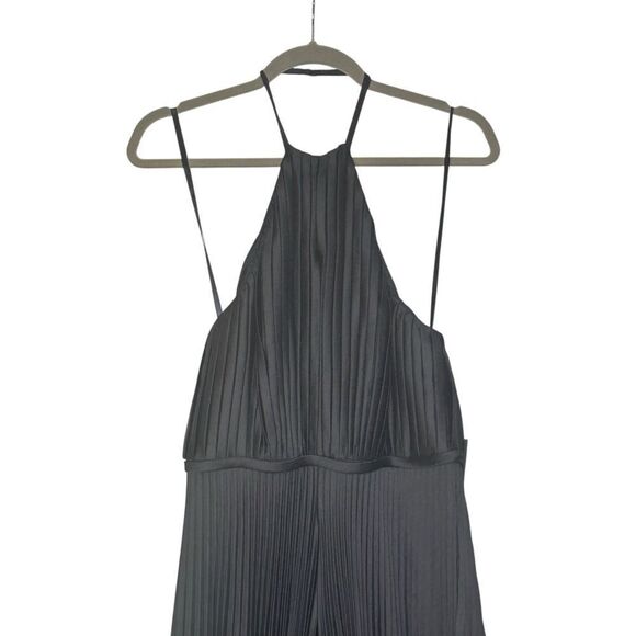 Mac Duggal Black Pleated Plunge Neck Wide Leg Jumpsuit 27457 | 4 - Picture 4 of 10